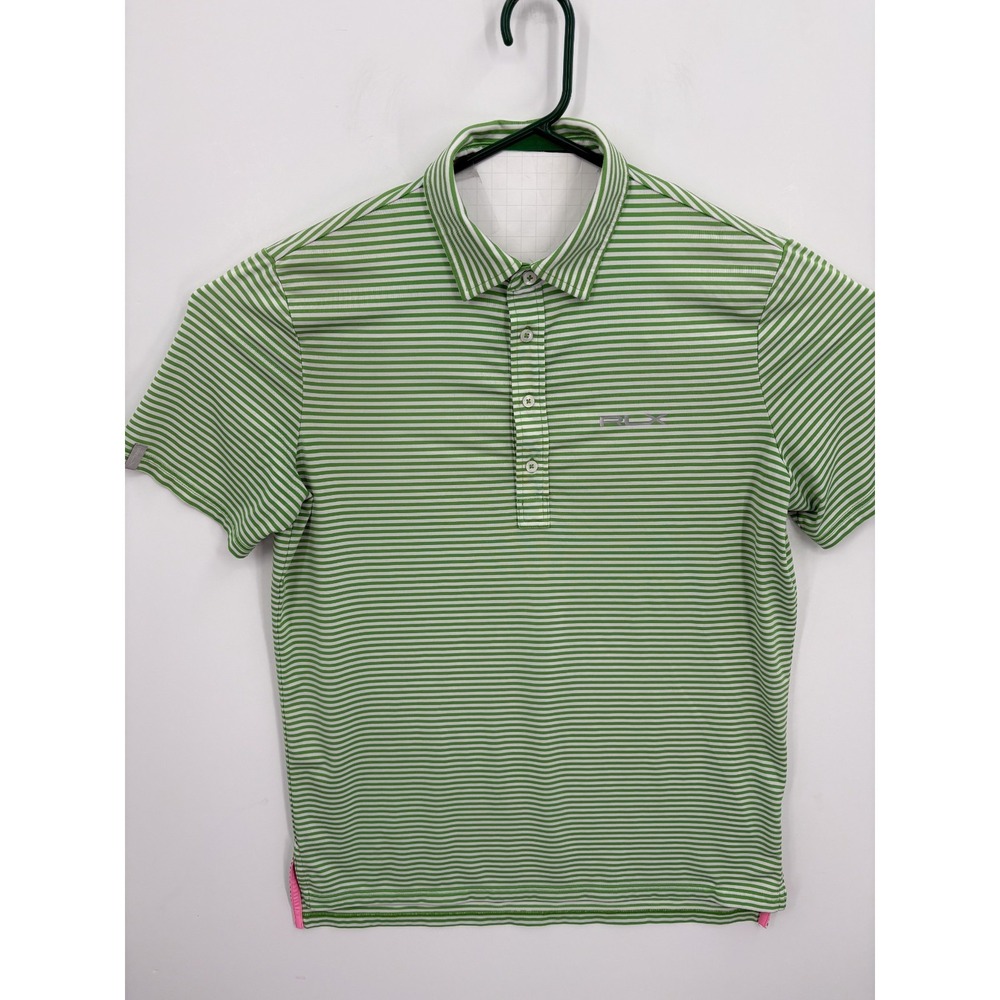 LOT (2) - RLX Ralph Lauren Men's Striped Short Sleeve Golf Polo Shirts, Medium - Picture 4 of 9